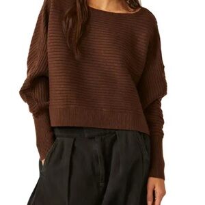 Free People Ribbed Brown Sweater